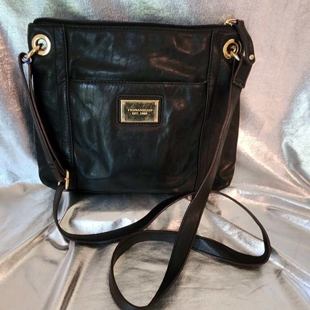 Tignanello black leather handbag